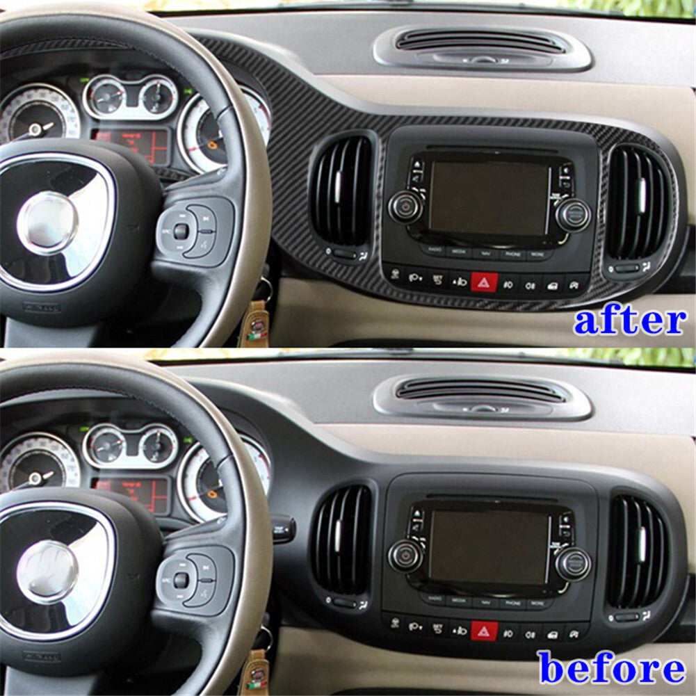 Carbon Fiber Interior Speedometer / Air Vent Cover Trim for Fiat 500L 2014-2017