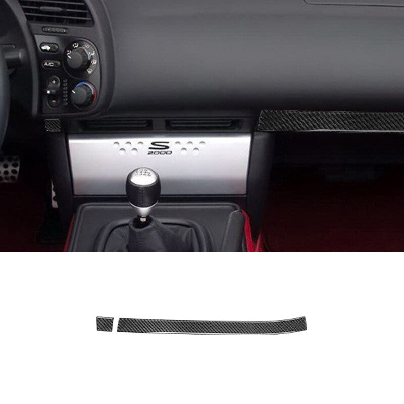 2x Carbon Fiber Dashboard Console Strip Cover Trim for Honda S2000 2004-2009