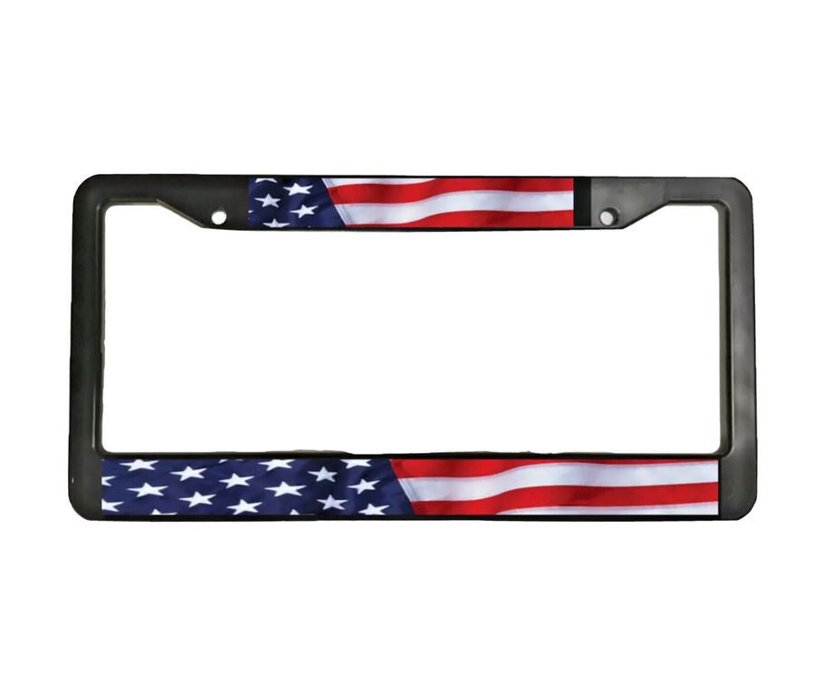 Black American flag license plate cover for Cadillac 1x