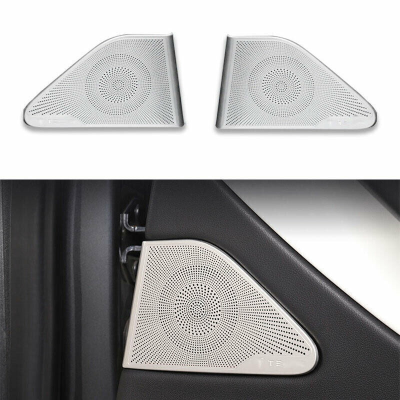 2pc for Tesla Model 3 2017-2023 Silver Steel Inner Rear Door Speaker Frame Cover