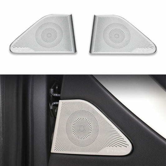 2pc for Tesla Model 3 2017-2023 Silver Steel Inner Rear Door Speaker Frame Cover