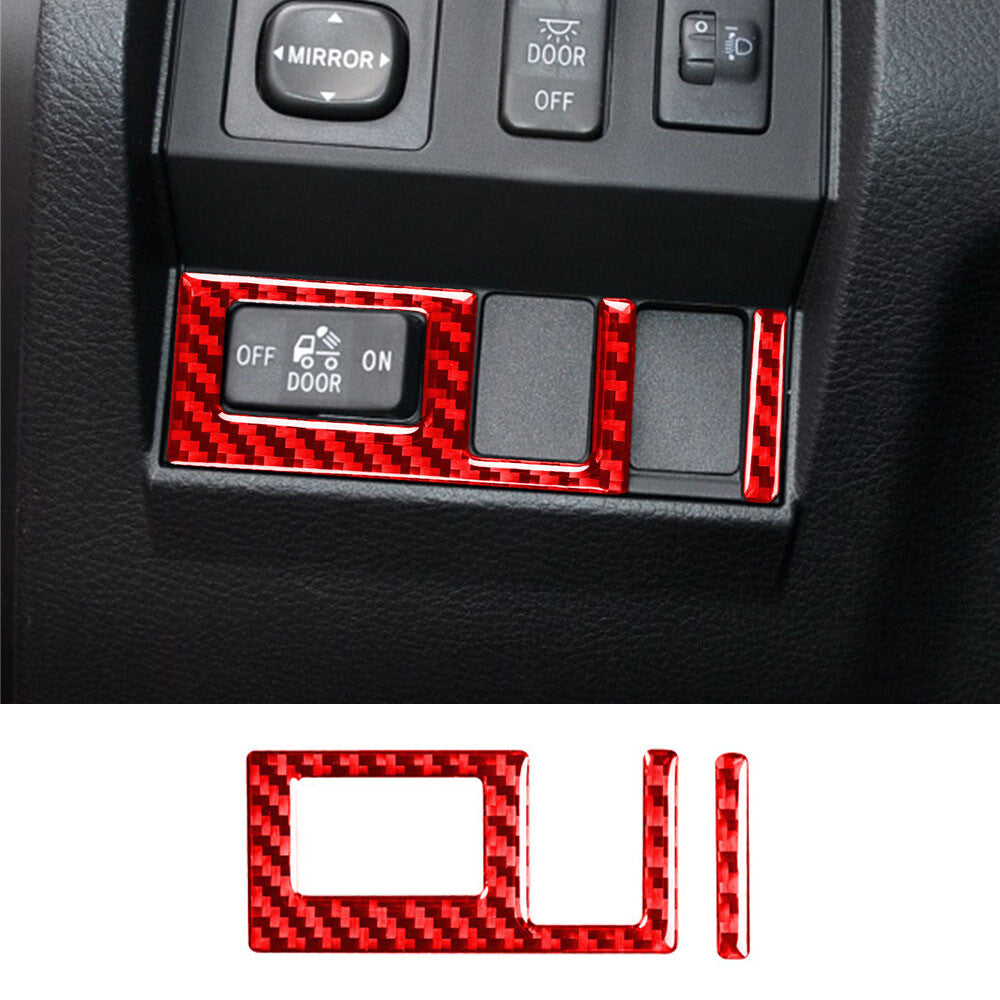 Red Carbon Fiber Interior Headlight Switch Button Trim for T@yota Tundr@ 2014-21