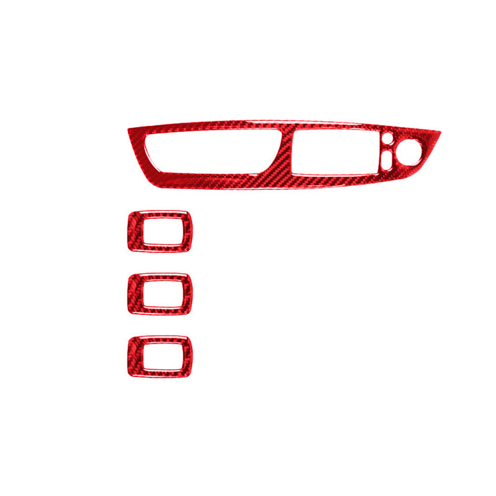 4X Red Carbon Fiber Window Lift Control Cover Trim for BMW X5 E70 X6 E71 2008-13