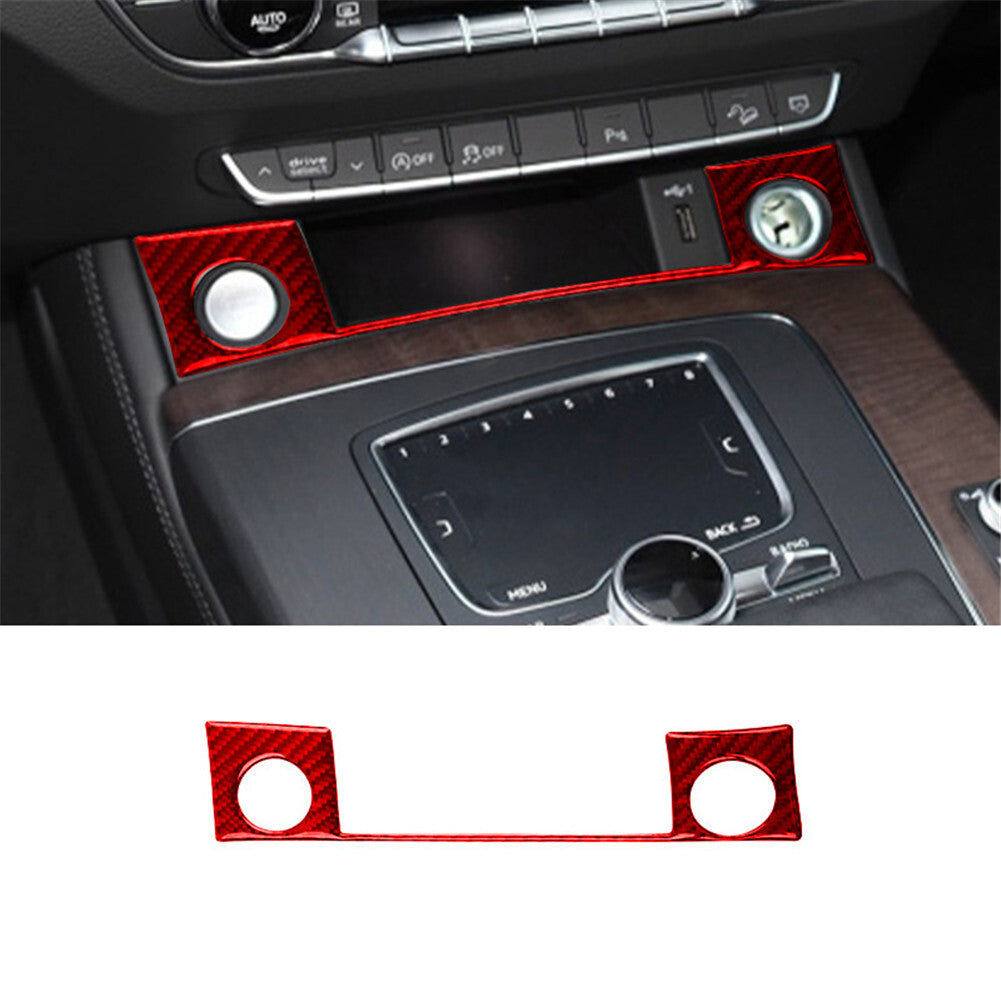 Red Carbon Fiber Engine Start Button Panel Sticker Trim for Audi Q5 2018-2021