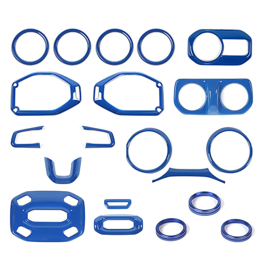 20x Blue Interior Accessories Trim Cover Kit Full Set for Jeep for Wrangler JL 2018+