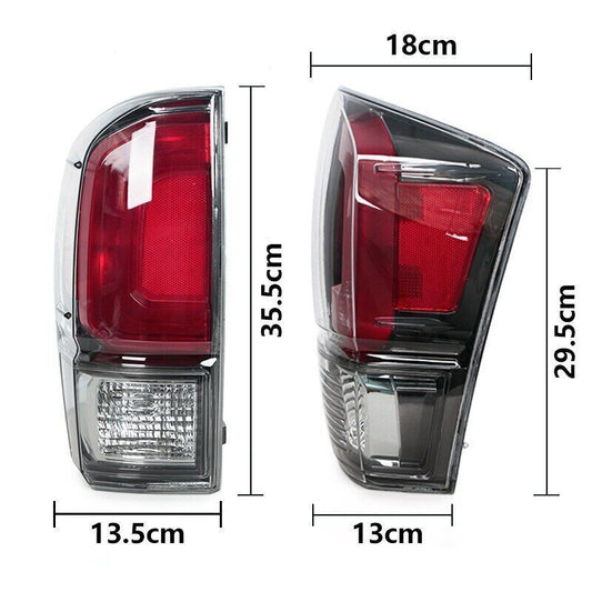 A pair of taillights, brake lights, and turn signals for Toyota Tacoma 2016-2021.