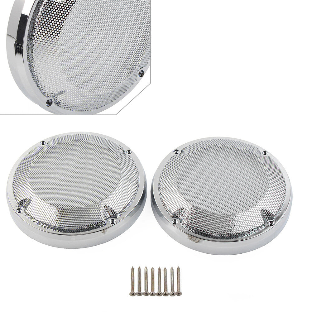6.5 Saddlebag Lid Speaker Grill Cover for Harley Touring Electra Glibe Silver