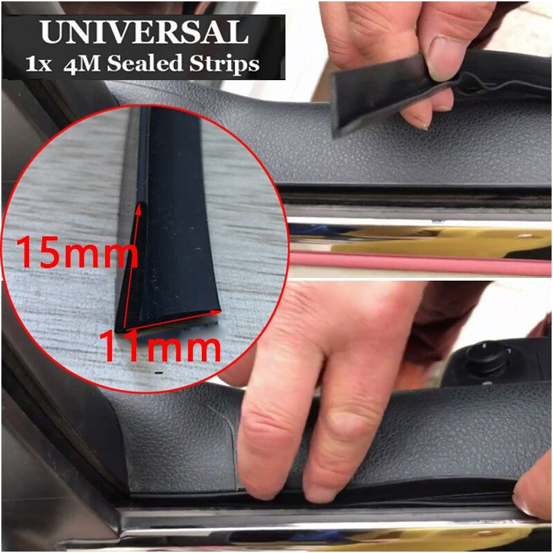 4m V-type Car Seal Strip 15mm 11mm For Auto Car Side Casement Rubber Black