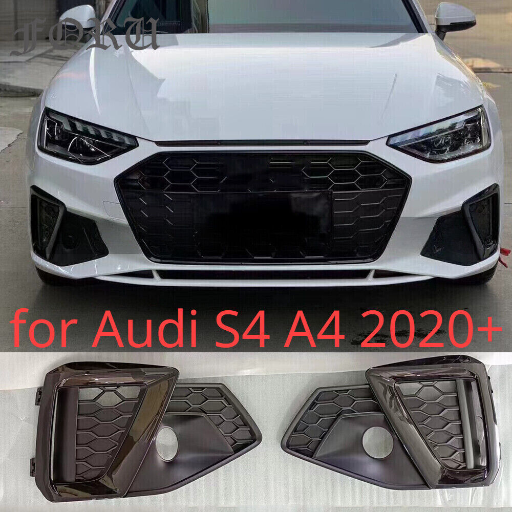 for Audi S4 A4 2020+ 2Pcs Fog Light Grille Black Accessories Air Guide Grille