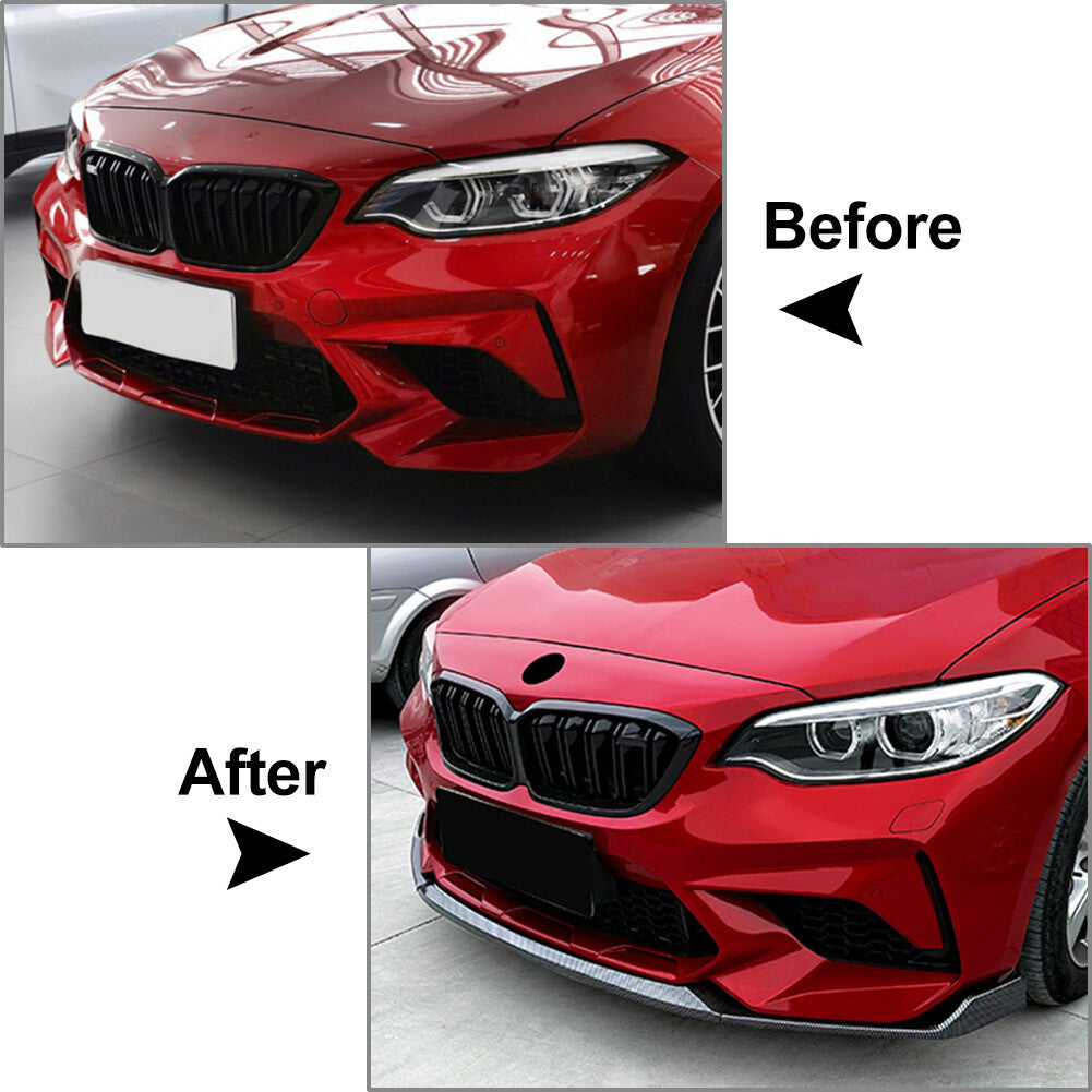 Carbon Fiber Black CS Style Front Bumper Spoiler Lip Fit for BMW F87 M2 2016-2021 17