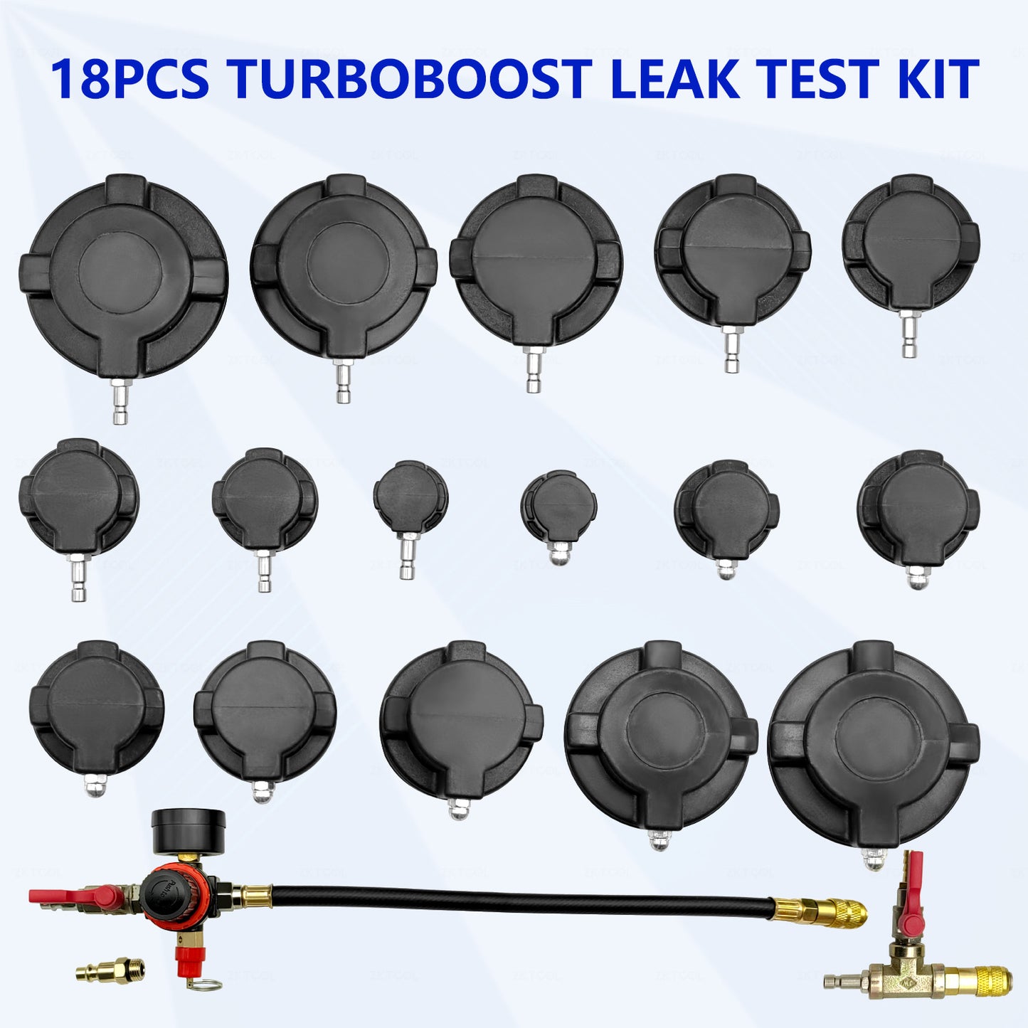 19PC Turbo Boost Leak Tester Kit, Boost Leak Test Set with 8 Pairs Smoke adapter
