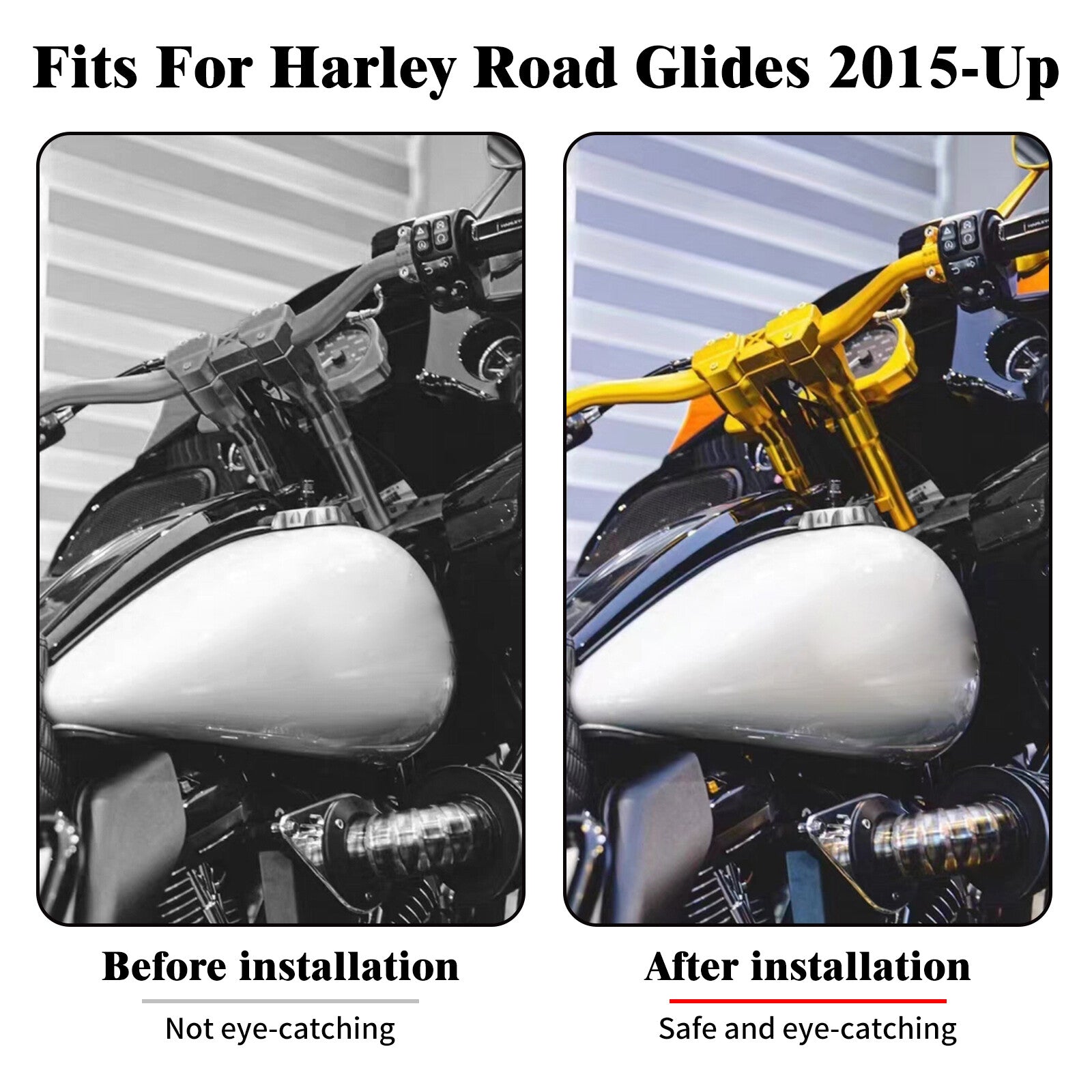 10 Gold Risers Clamp Gauge Housing for Harley 1.25 Handlebar Road Glide 15-23