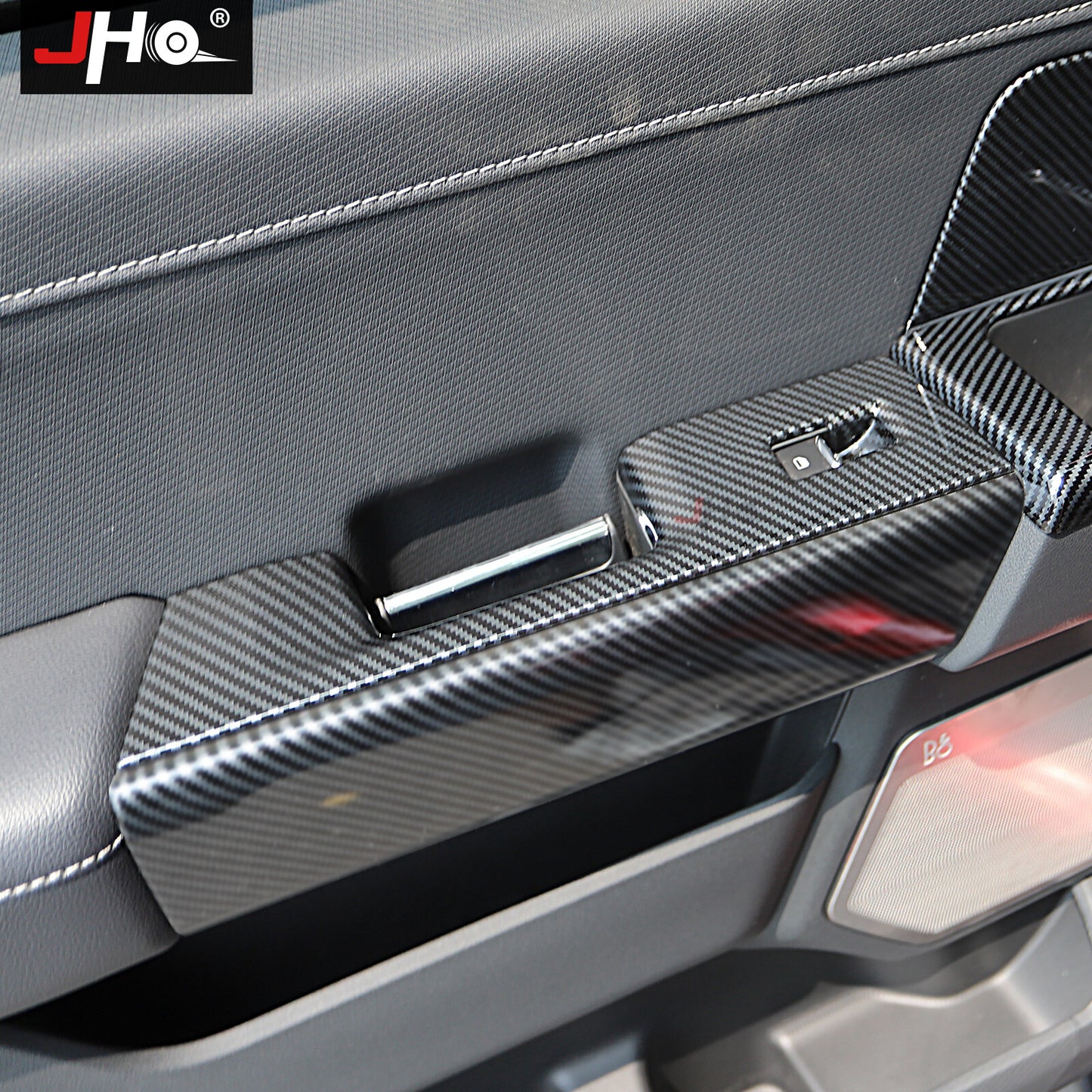 Carbon Fiber Car Rear Door Window Switch Panel Cover Trim for Ford F-150 2021+