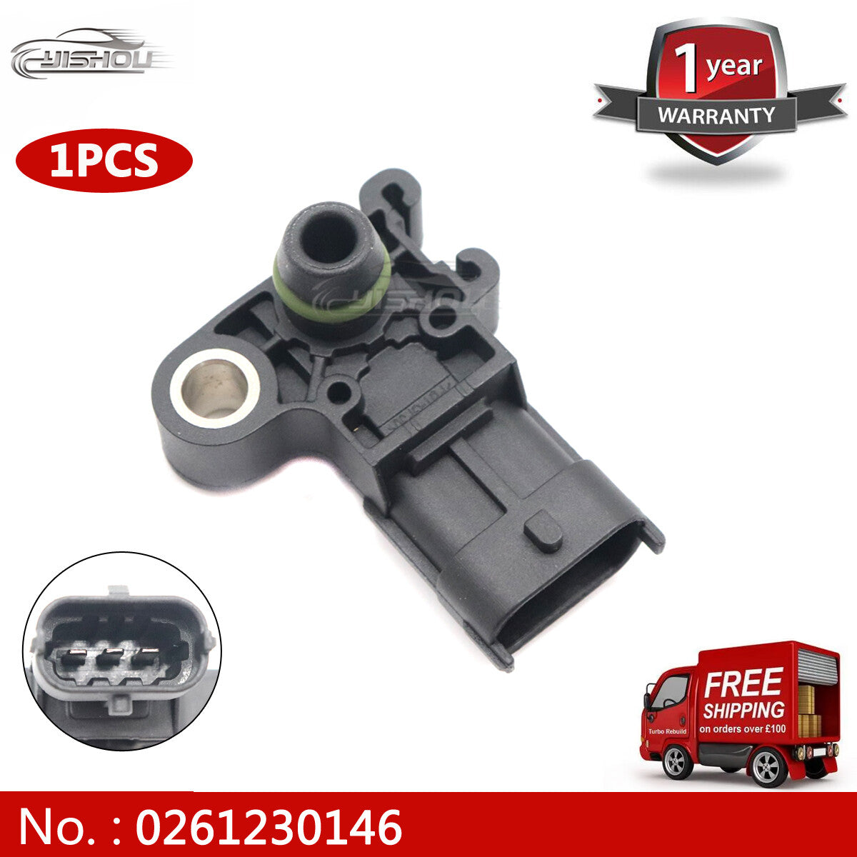MAP intake pressure sensor suitable for Buick , for Cadillac , and for Chevrolet . 0261230146