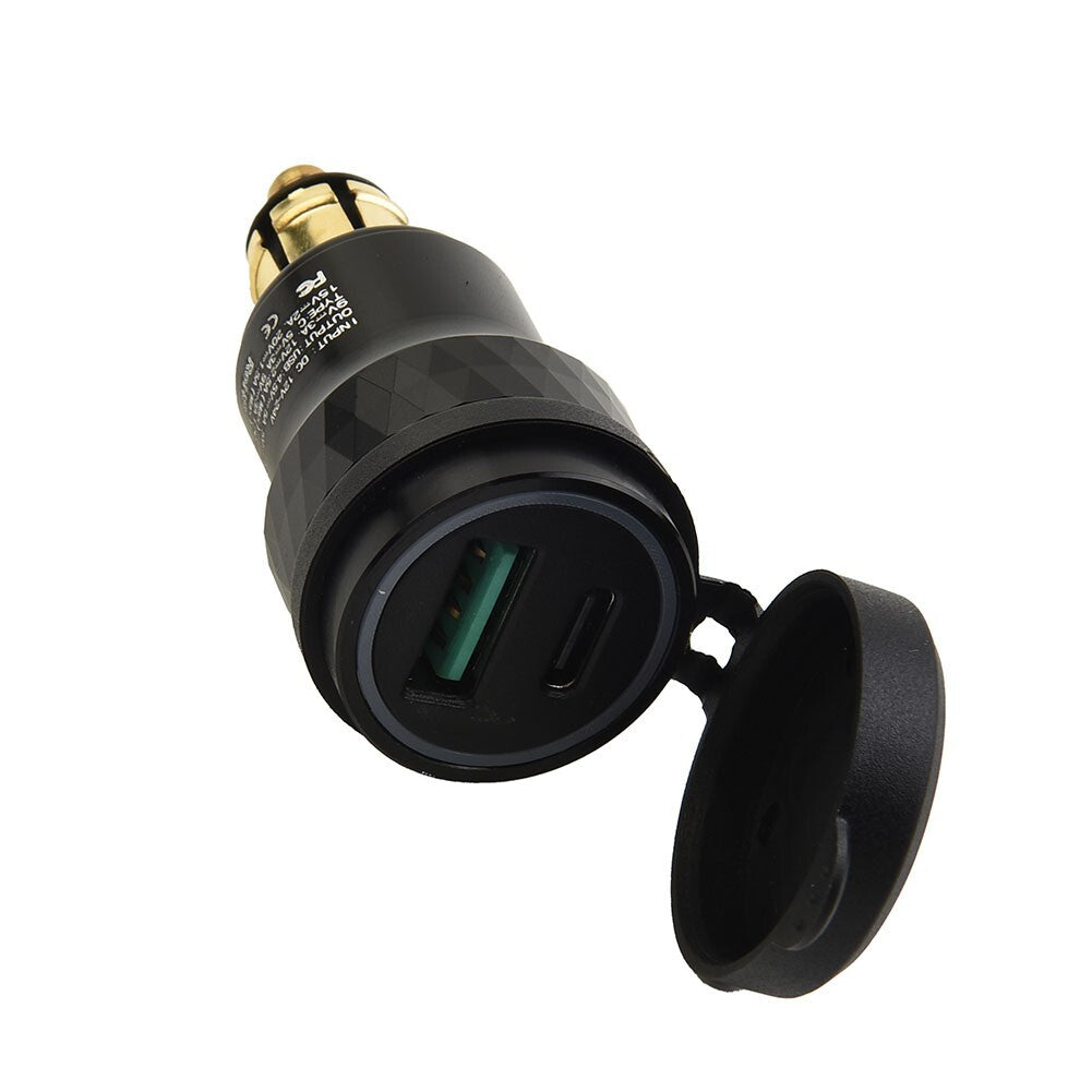 Black 2 USB Charger DIN Socket Adapter for Ducati Motorcycle