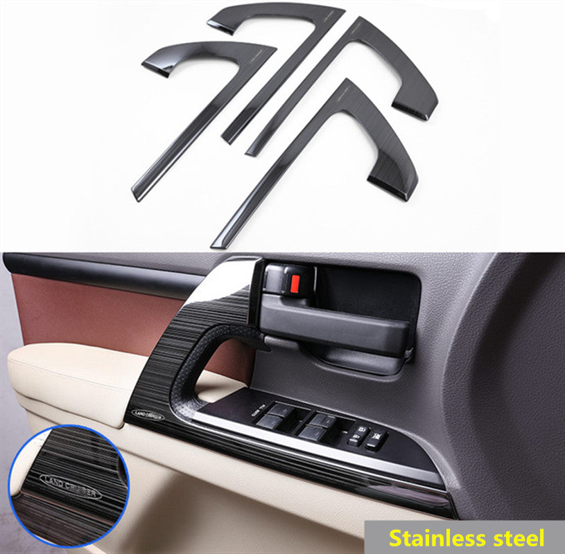 Black Inner Door Armrest Decor Cover Trim for Toyota for Land Cruiser LC200 2008-21