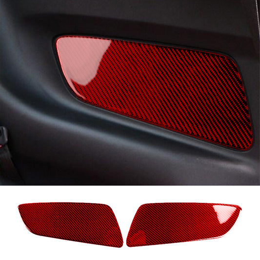 Red Carbon Fiber Rear for Seat Door Panel Decorative Trim for Ford for Mustang 2015-2022