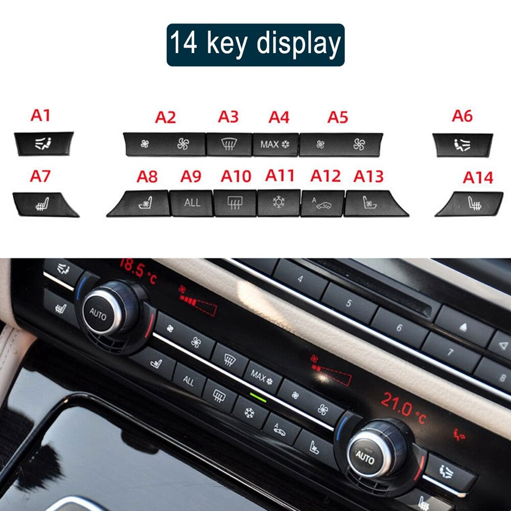 Kit 14: Button Key Cap Air Conditioner Heater Switch Repair Kit for BMW 5 6 7 F10 F01 F12
