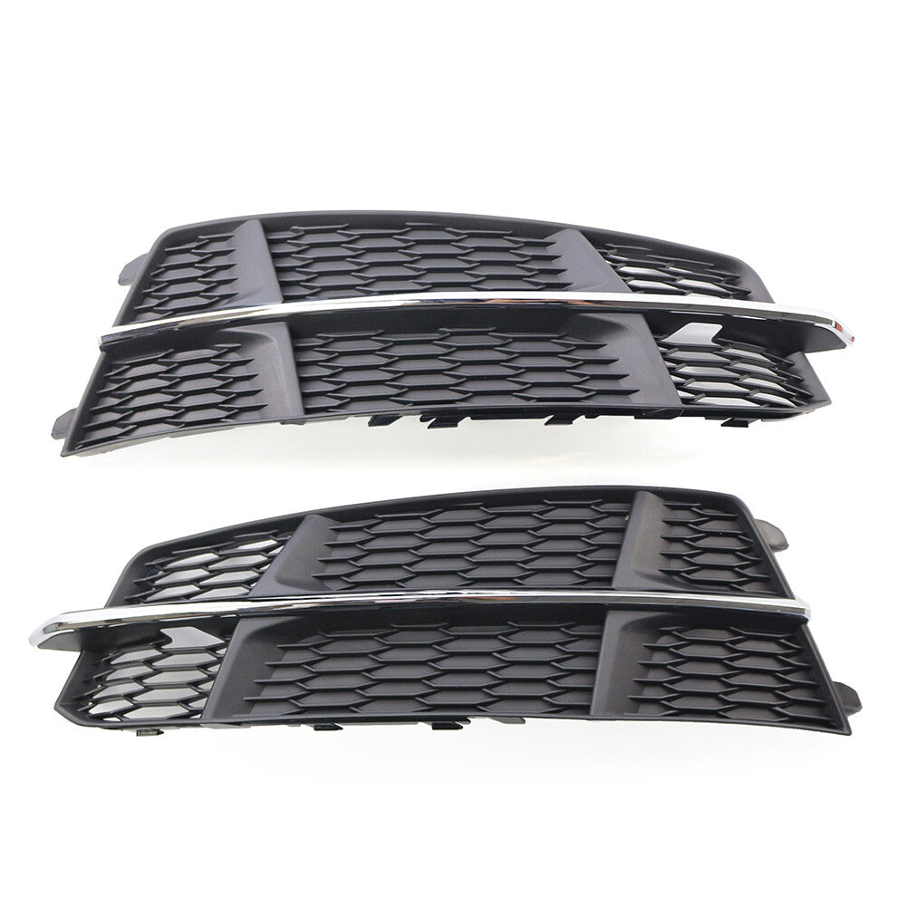 Pair Black Chrome Front Bumper Lower Side Grille for Audi A6 C7 2014-2018