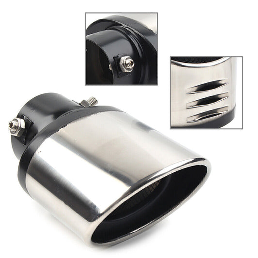 Silver Car Stainless Steel Rear Exhaust Pipe Tail Muffler Tip Round Accessories
