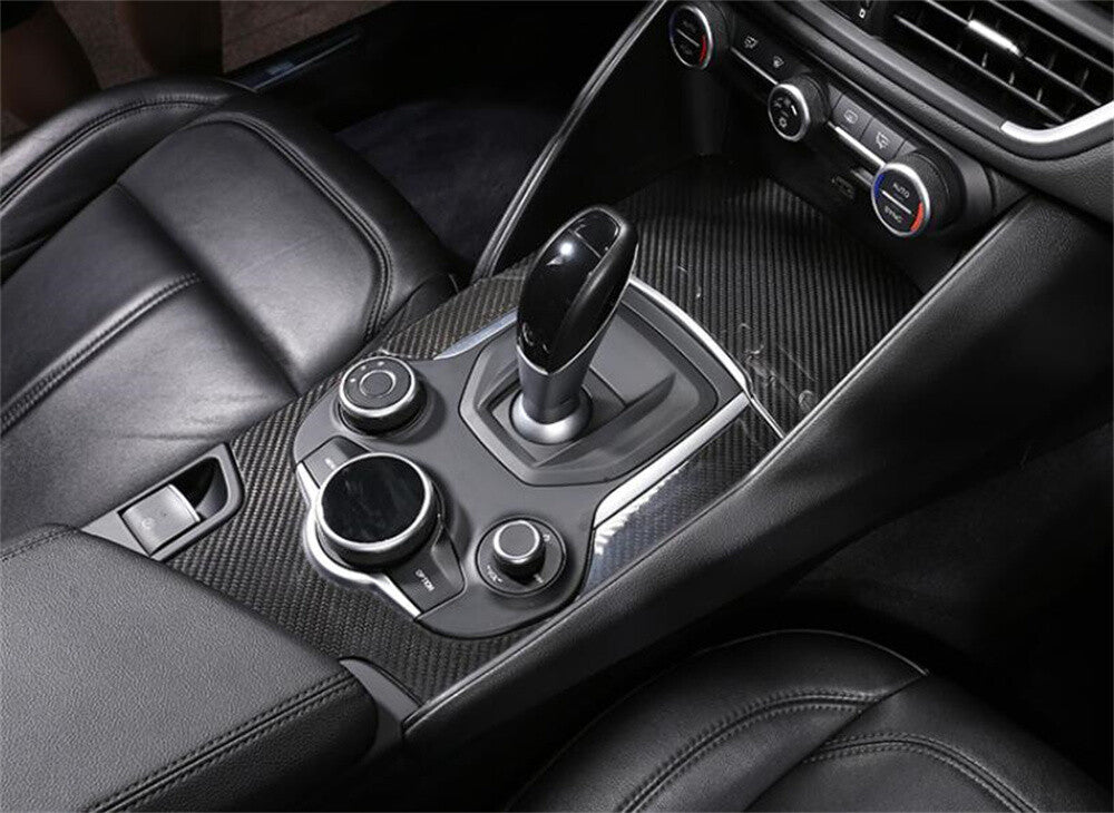 Carbon Fiber Center Console Cup Holder Panel Cover for Alfa Romeo Giulia 2017-19