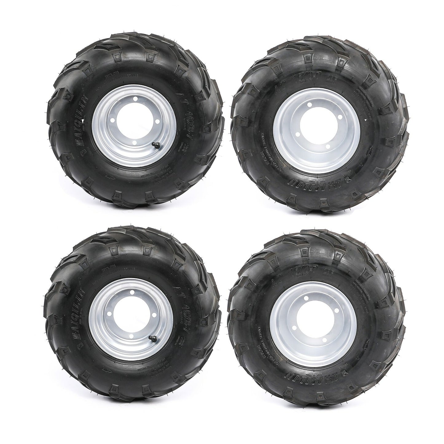4pc Front Rear 7 Wheels 16x8-7 Tyre Rim 4 stud Go Kart Buggy Quad Lawn Mower
