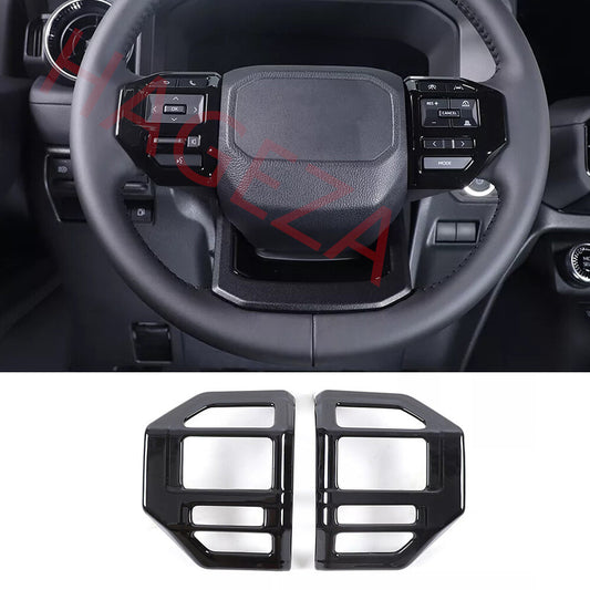 Gloss Black ABS Steering Wheel Button Trim For Toyot@ for Land Cruiser LC250 2024-25