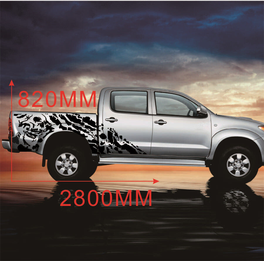 Pair New Black Car Skull Decal Vinyl Sticker For Pickup for Dodge 4x4 Off Road for GMC