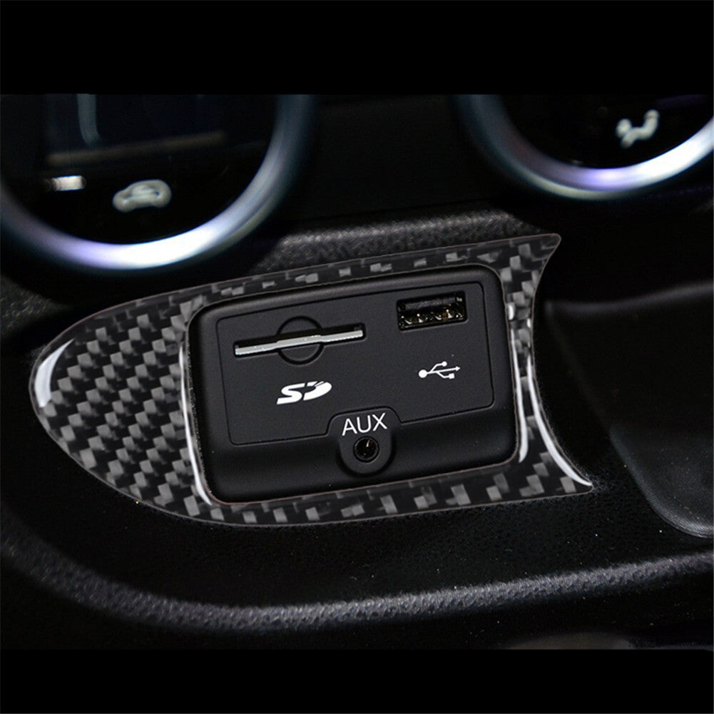 Carbon Fiber USB/AUX Input Panel Trim for Fiat 500L 2014-2017