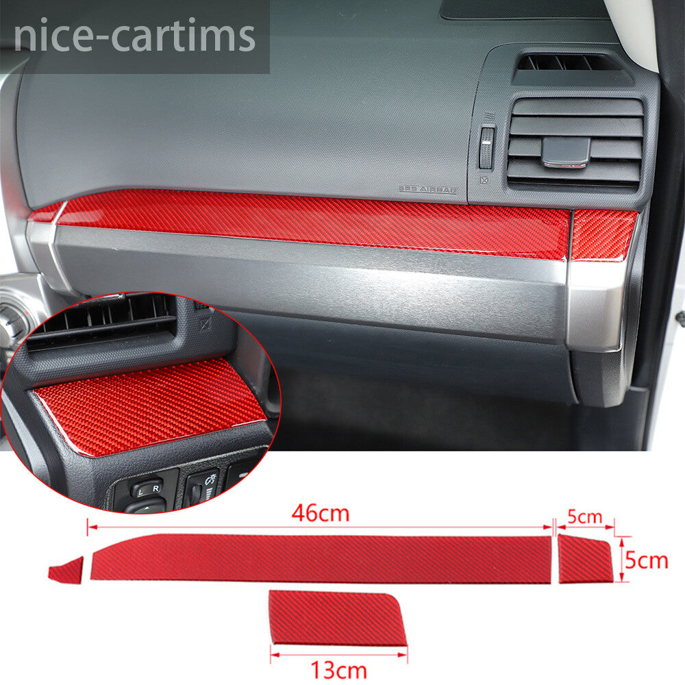 4¡ÁRed Carbon Fiber Center Console Dashboard Panel Cover For Toyot@ 4Runner 2010+