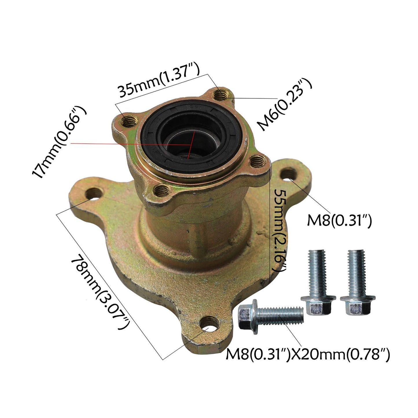 3 screws, front wheel hub, steering joint, main shaft, go-kart, all-terrain vehicle, Taodao Kazuma