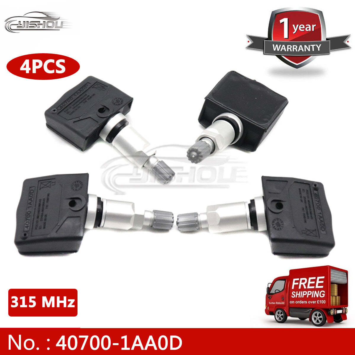 4-pack 40700-1AA0D TPMS tire pressure sensors for Nissan Titan Murano Pathfinder