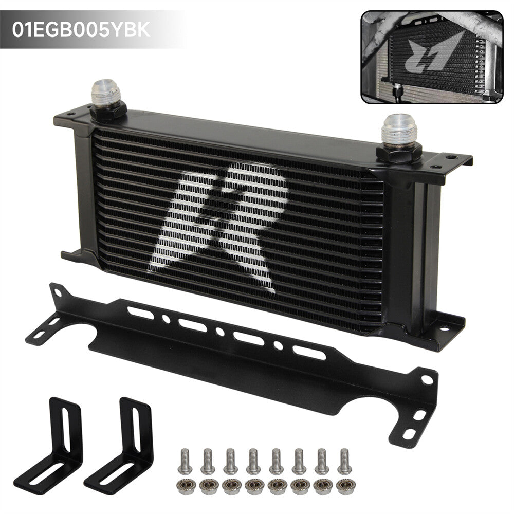 16 Row Engine Stacked Plate Oil Cooler Aluminium AN10 Universal+Mounting Bracket