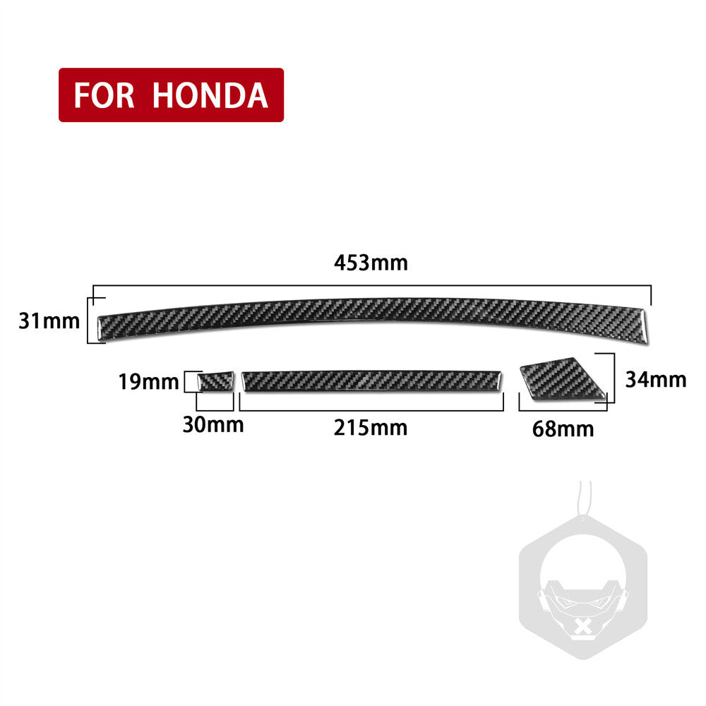 for Honda Accord 2014-17 RHD Center Console Lower Strips Panel Trim Carbon Fiber