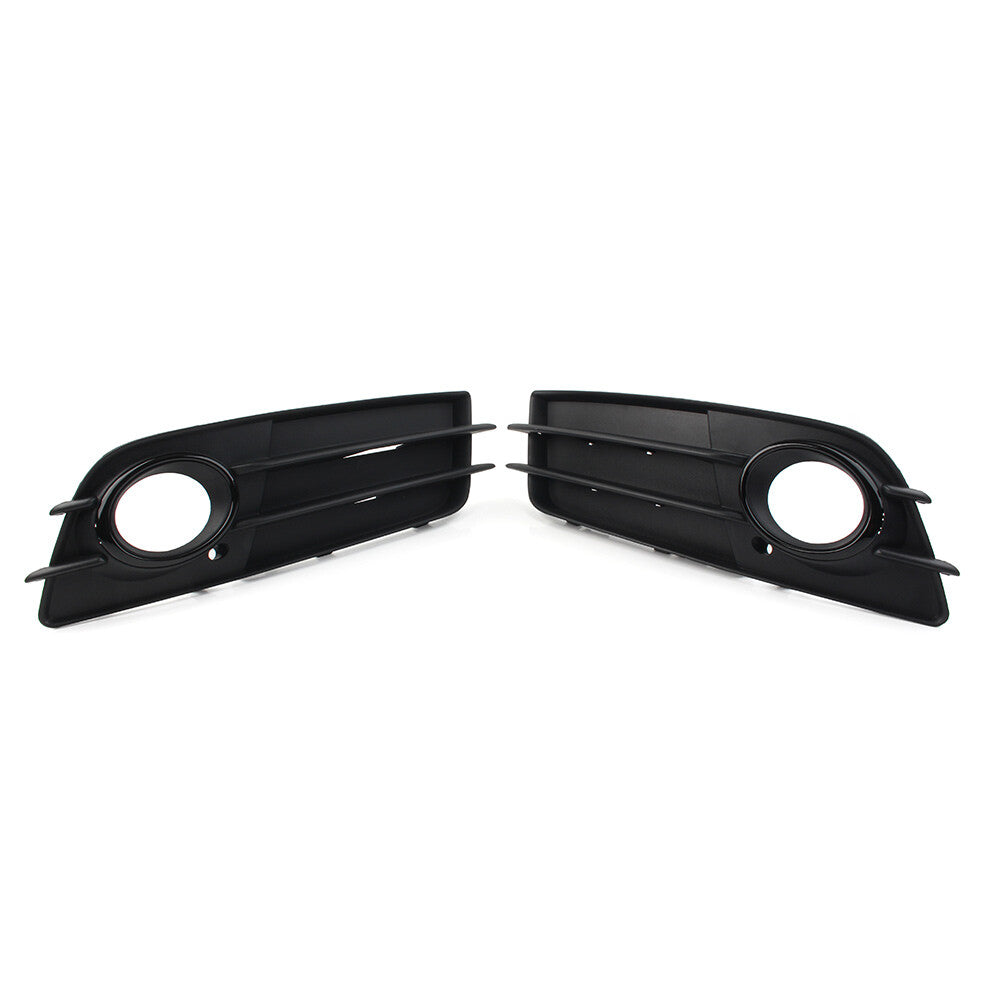 1 pair of black front bumper fog light grille protectors for Audi A4, B8, and S4 (2008-2012)