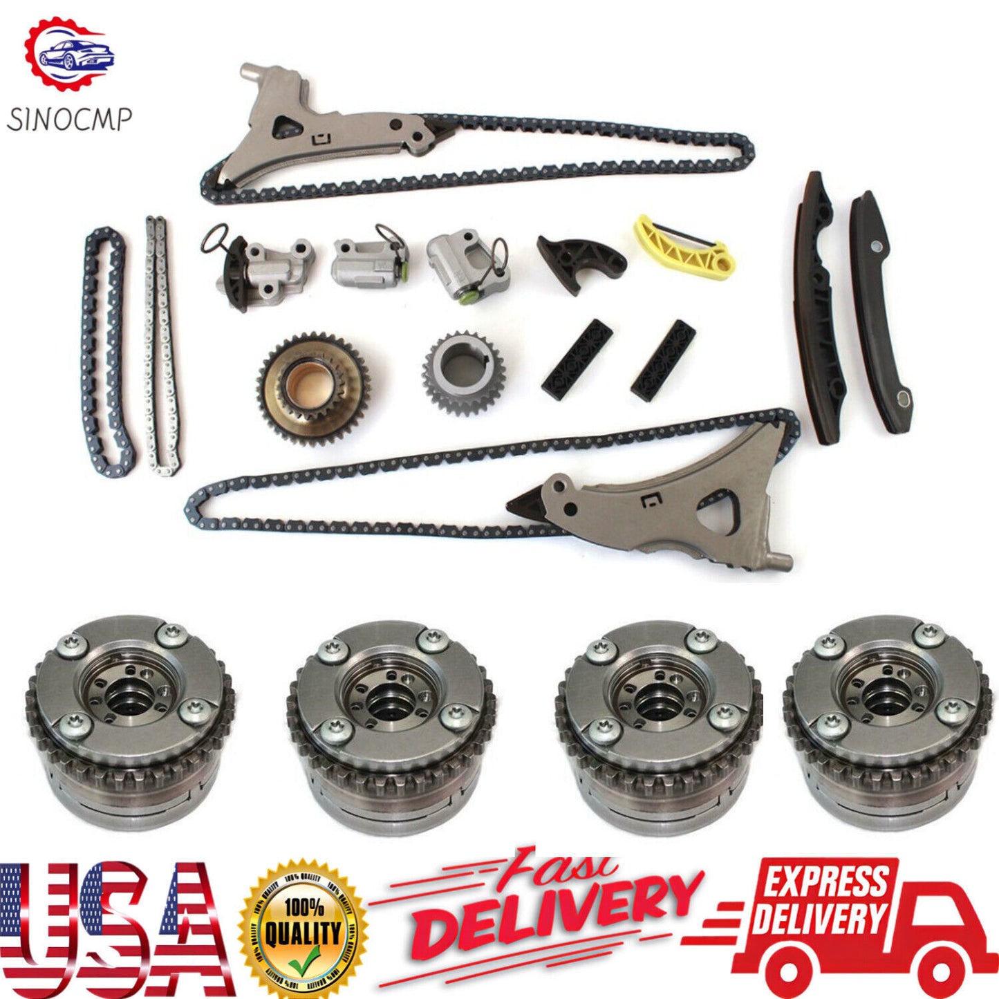 Camshaft Adjuster Timing Chain Kit Fit For M276 for Mercedes-Benz AMG Intake Exhaust