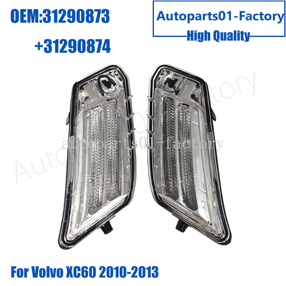 1Pair Left+Right LED Front Bumper Parking Signal Lights for Volvo XC60 2010-2013