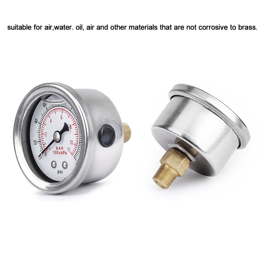 2Pcs Adjustable 0-160 PSI Fuel Oil Pressure Regulator Gauge 1/8 NPT Universal