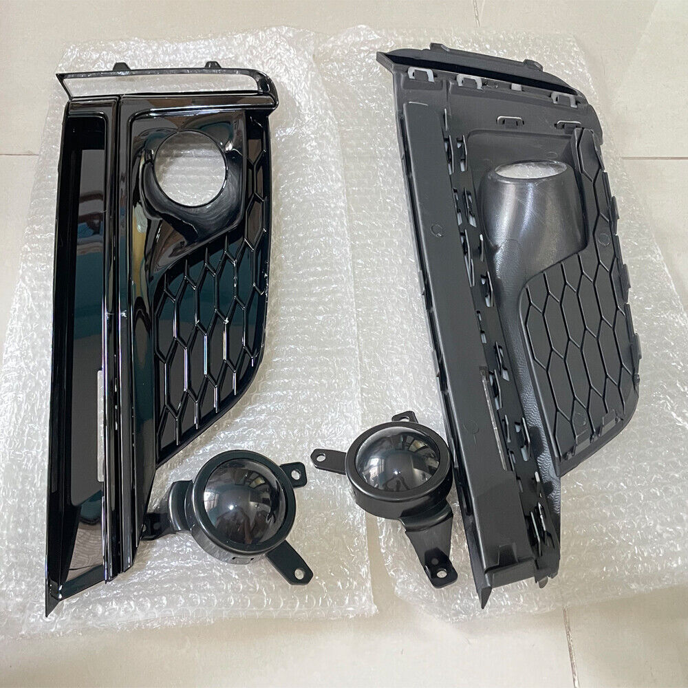 Fog Light Lamp Grille Bumper Cover Grilles W/ACC Fit for Audi S5 2017-2019 Black