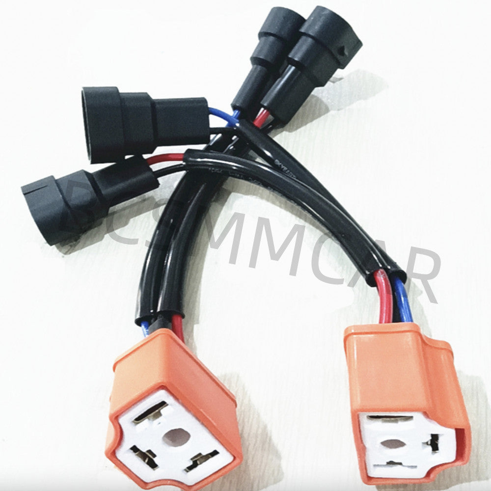 Pair 9005 9006 To H4 Headlight Connector Wiring Harness Adapter Sockets Plug