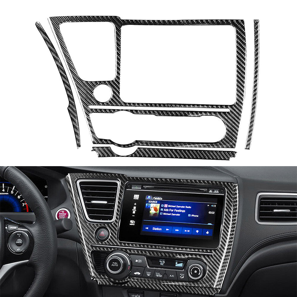 Carbon Fiber Car Navigation Panel Cover Trim for Honda for Civic 9th Gen 2012-2015