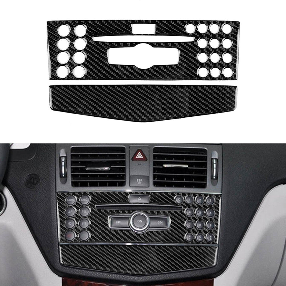 Carbon fiber consoles CD bezel for Mercedes-Benz C-Class W204 2007-2010