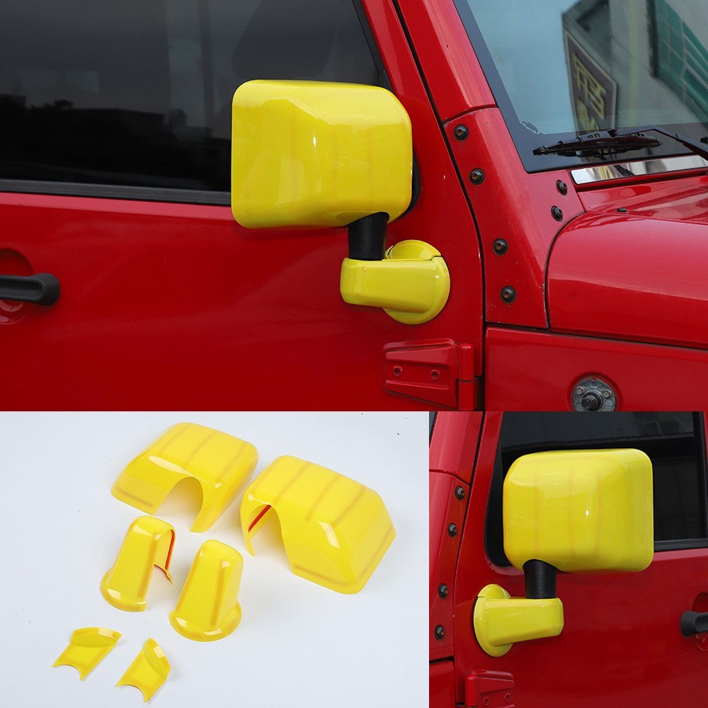for Jeep for Wrangler JK 2007-2017 Side Rearview Mirror  Base Cover Trim ABS Yellow