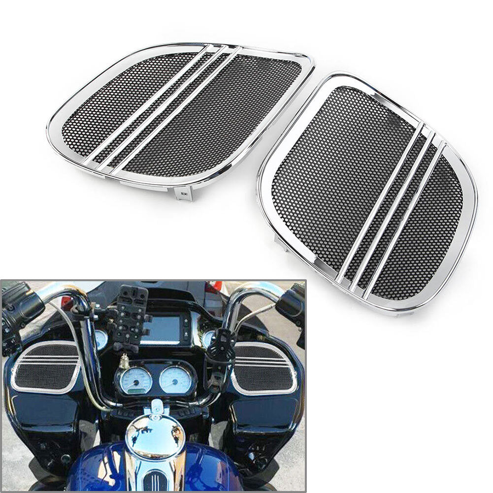 Chrome Tri-Line Speaker Grills Cover Trim for Harley Road Glide 2015-2022 2016