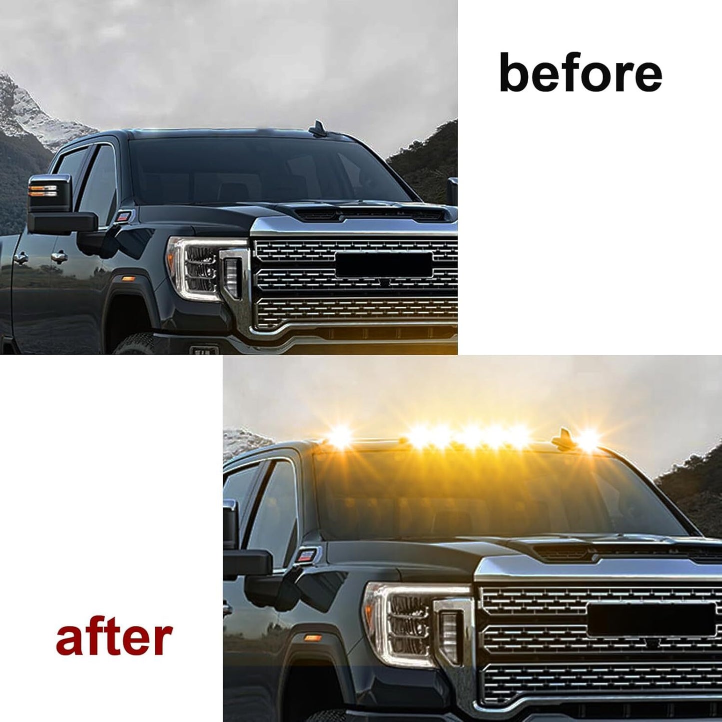 3x Smoke For 2007-2022 for Chevy Silverado 2500HD Cab Led LED Roof Top Running Light