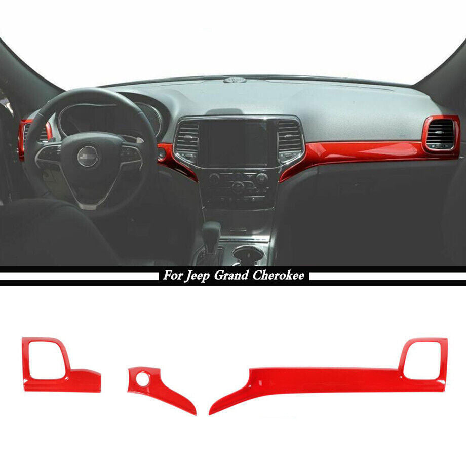 For 11-20 for Jeep Grand Cherokee ABS Red Interior Dashboard Air Vent Cover Trim 3x