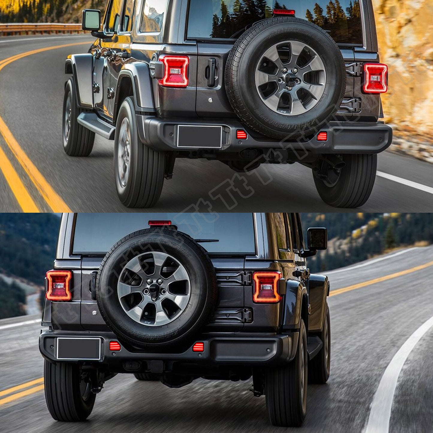 2 pieces for 2018-21 for Jeep for Wrangler JL LED rear bumper reflector taillight smoke effect