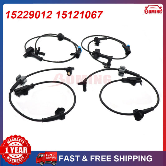 4-piece set of new ABS wheel speed sensors for Cadillac , for Chevrolet Suburban, Tahoe, for GMC , and for Yukon .