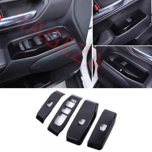 Gloss Black ABS Window Lift Switch Button Trim For Toyot@ for Land Cruiser LC250 24+