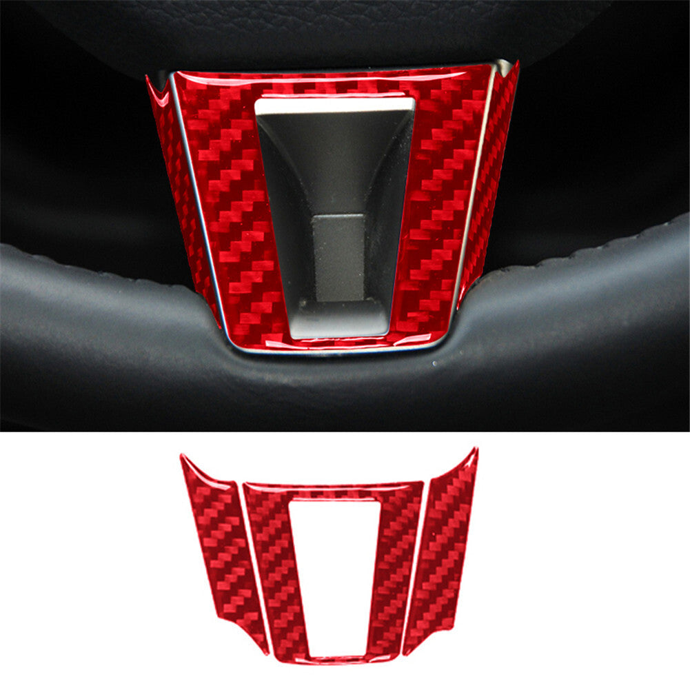 for Jaguar XF 2009-2011 Steering Wheel Decor Panel Trim Cover Carbon Fiber Red